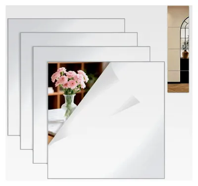Produktbild von 4 Stück Selbstklebende Spiegelfliesen, 20x20cm Klebespiegel für die Wand, Dicke Spiegelfliese für Badezimmer, Wohnzimmer, Schlafzimmer, Schrank, Schule und Zuhause