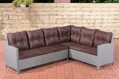 Produktbild von CLP Polyrattan L Garnitur Minari ohne Tisch grau Polsterfarbe Terrabraun