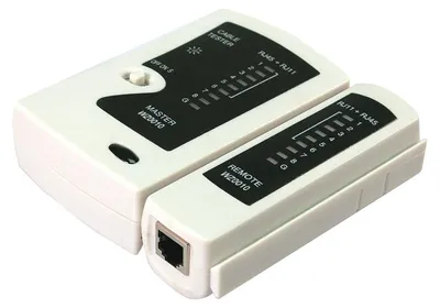 Image de Testeur de câble réseau RJ45 - RJ12 et RJ11 - Affichage LED - Blanc