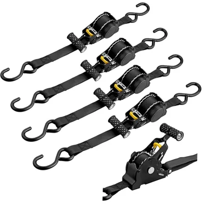 Produktbild von Automatik Spanngurt 4er Set 3,3m 25mm mit S-Haken 340kg/680kg Ratschengurt selbstaufrollend EN-12195-2