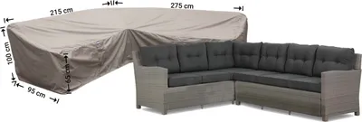 Produktbild von Raffles Covers Loungemöbel Abdeckhaube für L-Form 275 x 215 x 95 H: 100/65 cm | Atmungsaktiv | Wasserdicht | UV-beständig | Elastischer Kordelzug