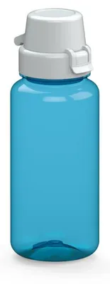 Obrázek produktu pro Láhev na vodu "School" 400 ml - Bezpečná láhev na pití z materiálu Tritan, vhodná pro děti i dospělé, s víkem, které zabraňuje úniku, v průsvitně modré/bílé barvě