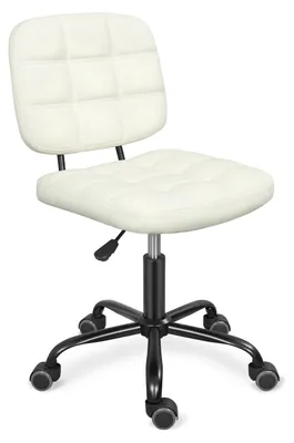 Bürostuhl ohne Armlehnen, höhenverstellbar, Kunstleder, Weiß