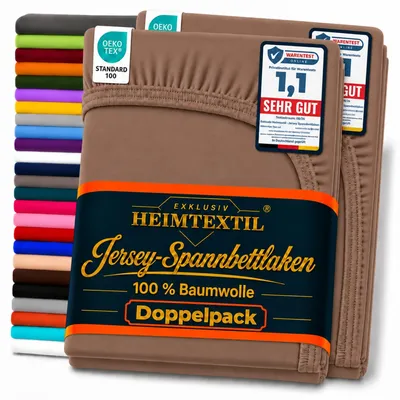 Produktbild von Jersey Spannbettlaken Premium Doppelpack 60 x 120 - 70 x 140 cm Schoko