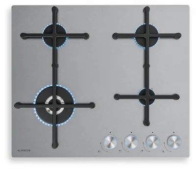 Produktbild von Klarstein Illuminosa 4 Gaskochfeld - 4 Sabaf-Brenner, 4 kW Wokbrenner, Elektrische Zündung, Für Flüssig- & Erdgas, Rostfreier Stahl, Effizient & Umweltfreundlich, Idealer Gasherd