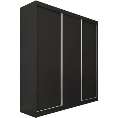Produktbild von BEAUTYSOFA | Kleiderschrank MARIO II 240 cm Schwarz – Moderner Schrank ohne Spiegel, mit Schiebetüren und Schubladen, Minimalistisches Design