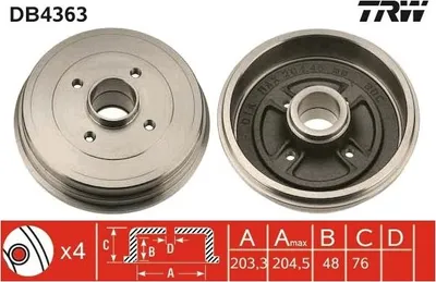 Produktbild von 2x TRW Bremstrommel DB4363 für RENAULT Clio III Schrägheck (BR0/1 CR0/1)