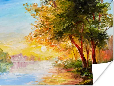 Produktbild von MuchoWow® Poster Natur - Malerei - Baum - Wasser 120x90 cm - Wandbild