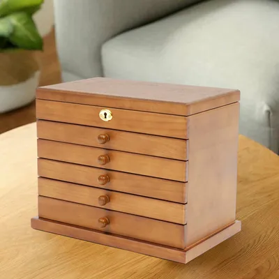 Produktbild von 6 Schicht Schmuckkästchen  Schmuckschatulle  Schmuckkoffer   mit Spiegel  Aufbewahrungsbox für Schmuck
