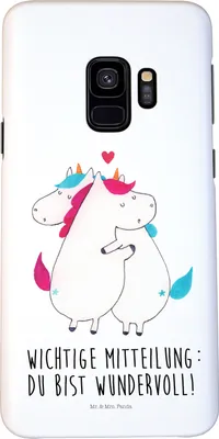 Produktbild von Mr. & Mrs. Panda Samsung Galaxy S9 Handyhülle Einhorn Mitteilung - Weiß - Geschenk, Unicorn, Liebe, Handy Schutzhülle, Cover, Hülle, Einhörner, Spruch, Smartphone