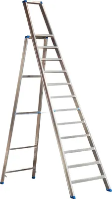 Produktbild von Alu-Stufen Stehleiter Mod. PL - Stufenanzahl: 12, Gesamthöhe mit Bügel: 3,21 m