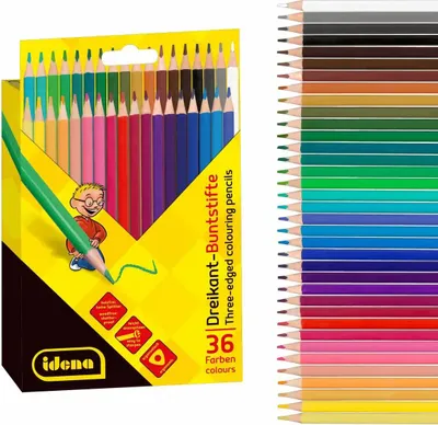 Produktbild von Idena Dreikant Buntstifte Holzfrei - für Kinder und Erwachsene - 36 Stück