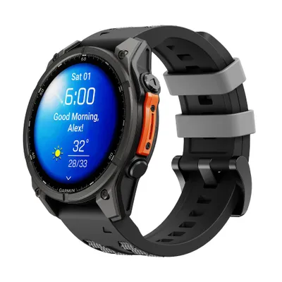 Image de Bracelet de sport Cubenest pour montre Garmin, compatible avec les montres QuickFit de 22 mm, couleur noir et gris