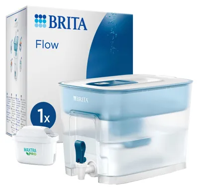 Product shot of a Brita water filter jug and its packaging.