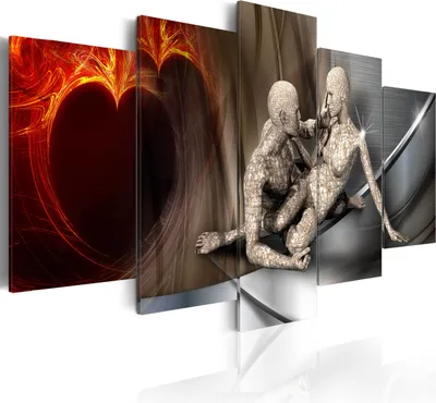 Image de Toiles 200 x 100 cm h-A-0025-b-m Toile intissé Toile 5 pièces Impression artistique moderne Tableaux muraux XXL Décoration murale Design Tableau mural ABSTRAIT AMOUR