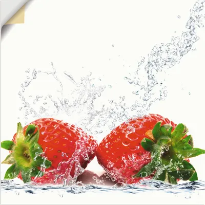 Produktbild von ARTland Wandbild, selbstklebend Erdbeeren mit Spritzwasser Größe: 70x70 cm
