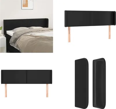 Produktbild von vidaXL Kopfteil mit Ohren Schwarz 147x16x78/88 cm Kunstleder - Kopfteil - Kopfteile - Bett-Kopfteil - Bettkopfteil