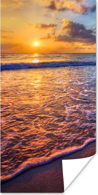 Produktbild von MuchoWow® Poster Meer - Strand - Sonnenuntergang - Wolken - Horizont 60x120 cm - Wandschmuck