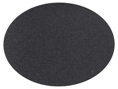 Ovales Kunstleder-Platzset, schwarz, 41x30 cm, abwaschbar, hitzebeständig