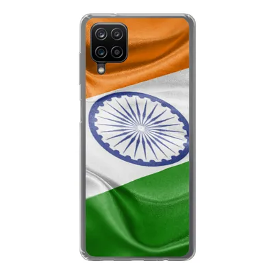 Produktbild von MuchoWow® Handyhülle Schutzhülle Hülle für Samsung Galaxy A12 Nahaufnahme der Flagge von Indien Silikon Softcase Handy Hülle - Bild
