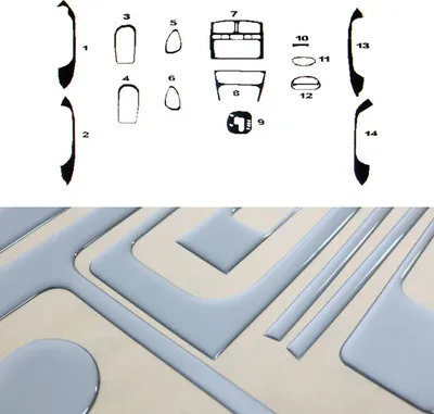 Obrázek produktu pro Interiér dekor kokpit pro Hyundai Santa Fe 2002-2006 hliníková optika 14ks
