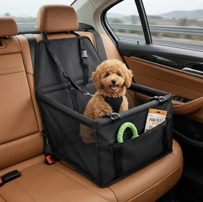 Productafbeelding van Autostoel voor honden, comfortabel en stabiel voor reizen, geschikt voor honden tot 8 kg, transportbox voor honden met