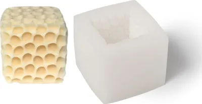 Image de Moule à bougie en silicone, cube alvéolé, 56 x 74 mm