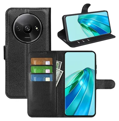 Obrázok produktu pre Puzdro na smartfón Xiaomi Redmi A3 – čierne puzdro z umelej kože, obal typu Book