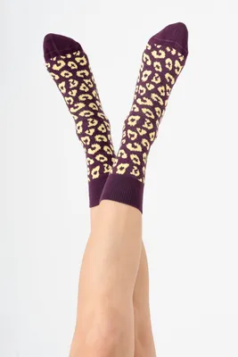 Produktbild von Uni Socken im 2er Set mit Leo-Muster