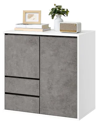 Produktbild von Aufbewahrungsschrank, Sideboard, Küchenschrank mit Türen, höhenverstellbaren Ablagen, 2 Schubladen, modern, 40 x 70 x 85 cm, für Wohnzimmer, Küche, Arbeitszimmer, betongrau