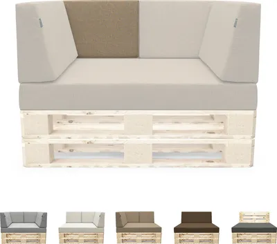 Produktbild von novely® PANERO Palettenkissen | Sitzkissen Rückenkissen Palettensofa-Auflagen | abnehmbarer Bezug | Kaltschaum | Indoor & Outdoor - A) Variante: Rückenkissen (60x40x20 cm) | B) Farbe: 03 Dunkelbeige