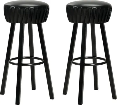 Produktbild von 2er Set Barhocker aus Polyurethan und Stahl 47 x 80 x 47 cm Schwarz