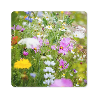 Produktbild von MuchoWow® Mauspad Mousepad Blumen - Natur - Grün - Gras - Lila - Weiß 30x30 cm - Mousepads - Maus Mat - Pad - Mausunterlage - Gaming