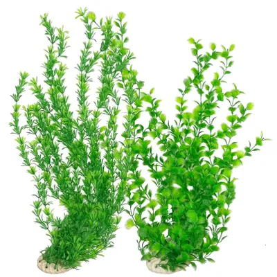 Imagen del producto de 2 plantas artificiales para decoración de acuarios, de 63 cm de altura