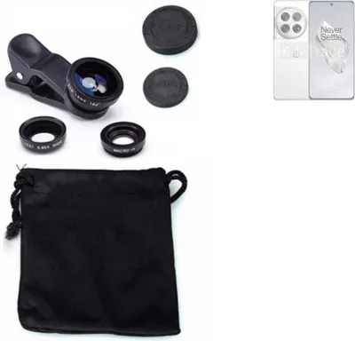 Produktbild von K-S-Trade Smartphone Kamera Linsen Set Kompatibel mit OnePlus 12 3in1 Clip-On Kamera Adapter Macro Weitwinkel FishEye Fischauge Objektiv Linse