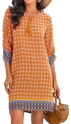 Zdjęcie produktu dla Letnia sukienka w stylu boho dla kobiet, z rękawami 3/4