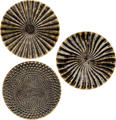 Productafbeelding van Set of 3 Boho Gold Wall Sculptures, Round Wall Decoration, Metal Wall Decorations, 3D Metal Pictures, Modern Artwork for Home, Living Room