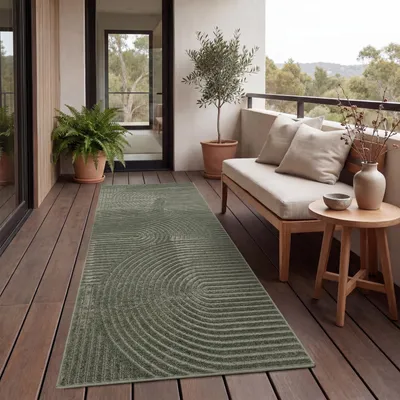 Produktbild von Outdoor Teppich Wetterfest Balkon Wohnzimmer Skandinavisches Boho Einfarbig Grösse 60x100 cm