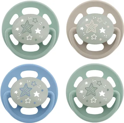 Produktbild von NIP Cherry Night Greenline 4er Pack Schnuller Latex Kirschform Naturform Sauger (Größe 1 (0-6M) Blau)
