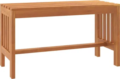 A wooden garden bench on a white background.