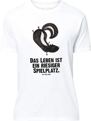 Produktbild von Mr. & Mrs. Panda Größe XL T-Shirt Stinktier Handstand - Weiß - Geschenk, Skunk, Wildtier, Spielplatz, Tshirt, mit Spruch, Stinker, Shirt, Raubtier