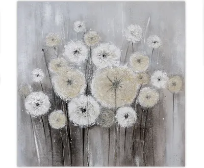 Produktbild von GILDE Leinwandbilder Bild Dandelion weiss, grau, creme, handgearbeitet H. 100 cm,15959