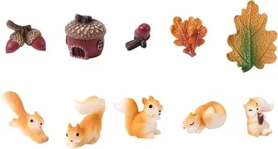 Obrázek produktu pro Sada miniaturních ozdob z dubového dřeva a jablka do vílí zahrady (10 kusů)