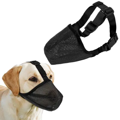Immagine prodotto di Museruola per cani, colore nero, in rete traspirante, taglia L