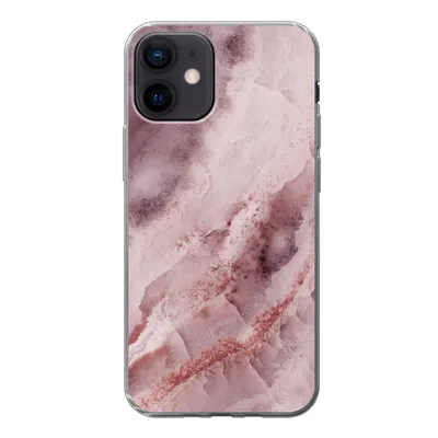 Produktbild von MuchoWow® Handyhülle Schutzhülle Hülle für iPhone 12 Naturstein - Rosa - Luxus Silikon Softcase Handy Hülle - Schutzhülle