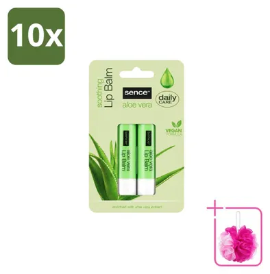Obrázek produktu pro 10 kusů balzámu na rty SenceBeauty s aloe vera – pečující – výhodný balení – 10 kusů