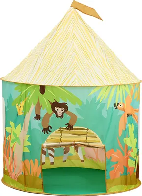 Obrázek produktu pro Relaxdays Dětský stan Džungle, pro děti, vnitřní stan Džungle, rozměry: 125 x 105 cm, dětský stan s dveřmi, skládací, barevný