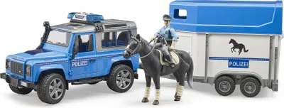 Produktbild von Bruder 02588 - Land Rover Defender Polizeifahrzeug, Pferd und Polizist