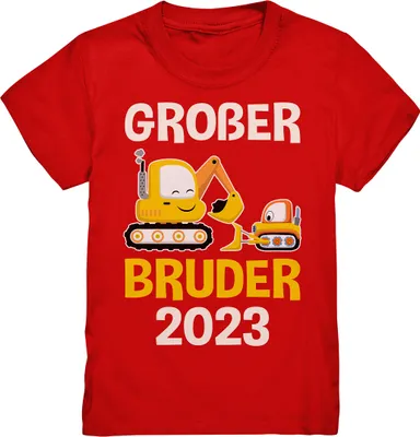 Produktbild von Großer Bruder Bagger T-Shirt – Red / 134/146 (9-11)