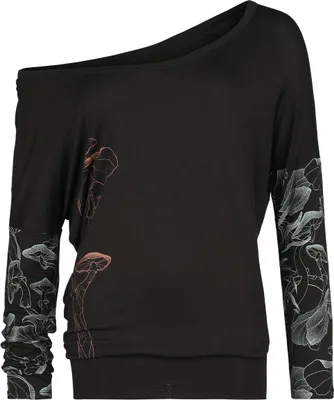 Produktbild von Full Volume by EMP Damen schwarzes lockeres Langarmshirt mit Print XL